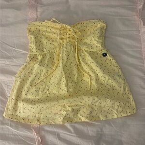 Hollister Yellow Floral Strapless Top
